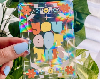 You Got This Rainbow Catcher Window Decal | Floral Decal | Window Decal | Gift Ideas | Sun Catcher | Gift for Plant Lover