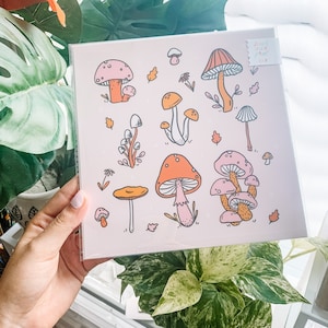 Mushroom Print / Illustrated Print / Decoración del hogar / Decoración del dormitorio / Arte de la pared / Impresión 8x8 / Lindo regalo / Regalo feliz
