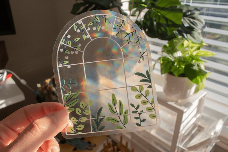 Plant Lover Rainbow Catcher Window Decal Floral Decal Window Decal Gift Ideas Sun Catcher Gift for Plant Lover image 4