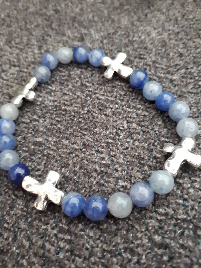 Gemstone Blue Women Stretch Bracelet Blue Aventurine Bracelet for Women Matching blue Earrings Blue Beaded Bracelets Gift for her