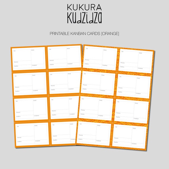 kanban orange project planning cards printable download time management to do list project management organising tool project management to do list