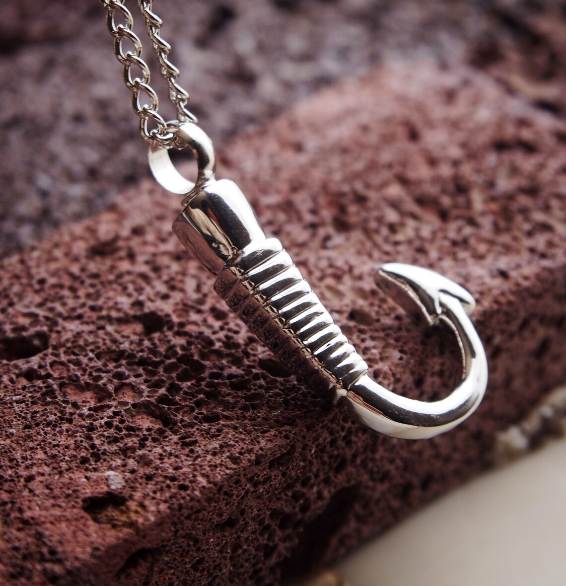 Fish Hook Necklace for Ashes Personalized Black Heart Cross Etsy