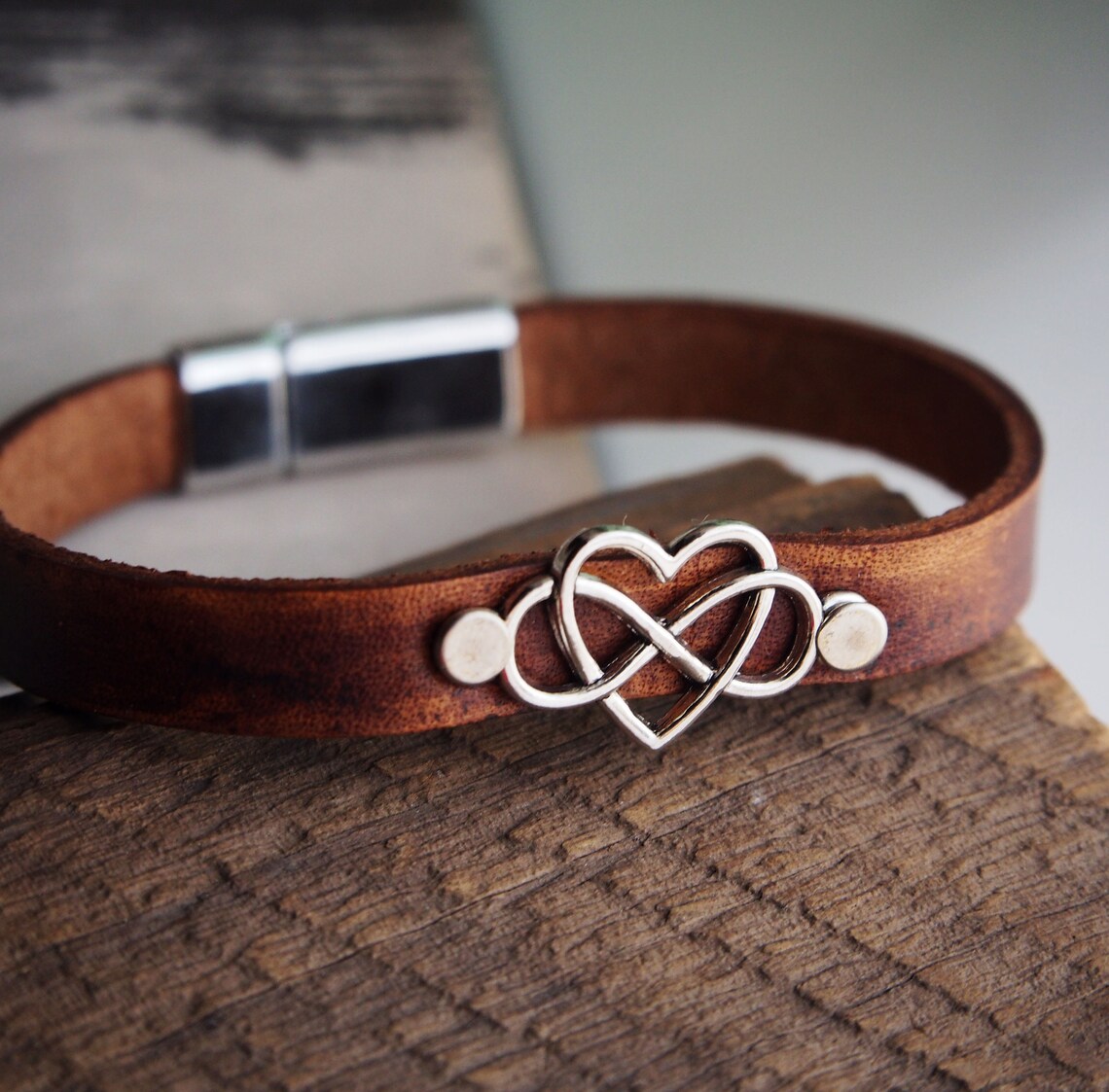 Antique Leather Bracelet INFINITY Love Leather Bracelets Etsy