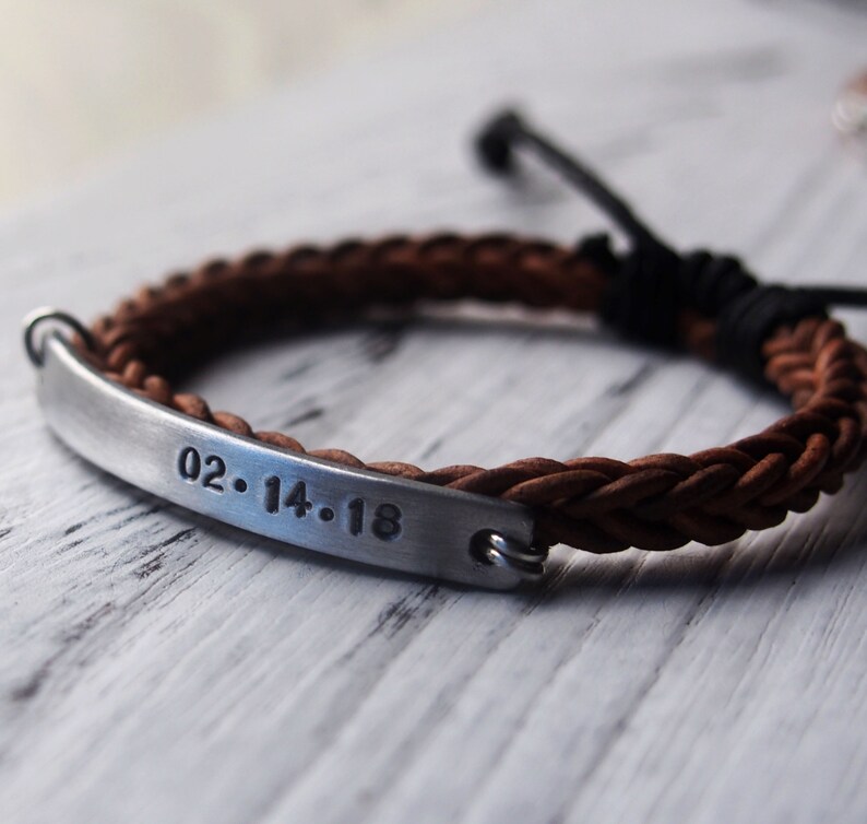 Customized Braided Leather Bracelet Personalized Bracelet Etsy