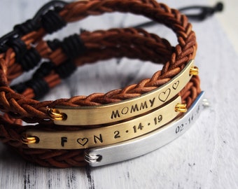 Customized Braided leather Bracelet, Personalized bracelet, customized bracelet, Engraved bracelet, custom text bracelet, leather bracelet