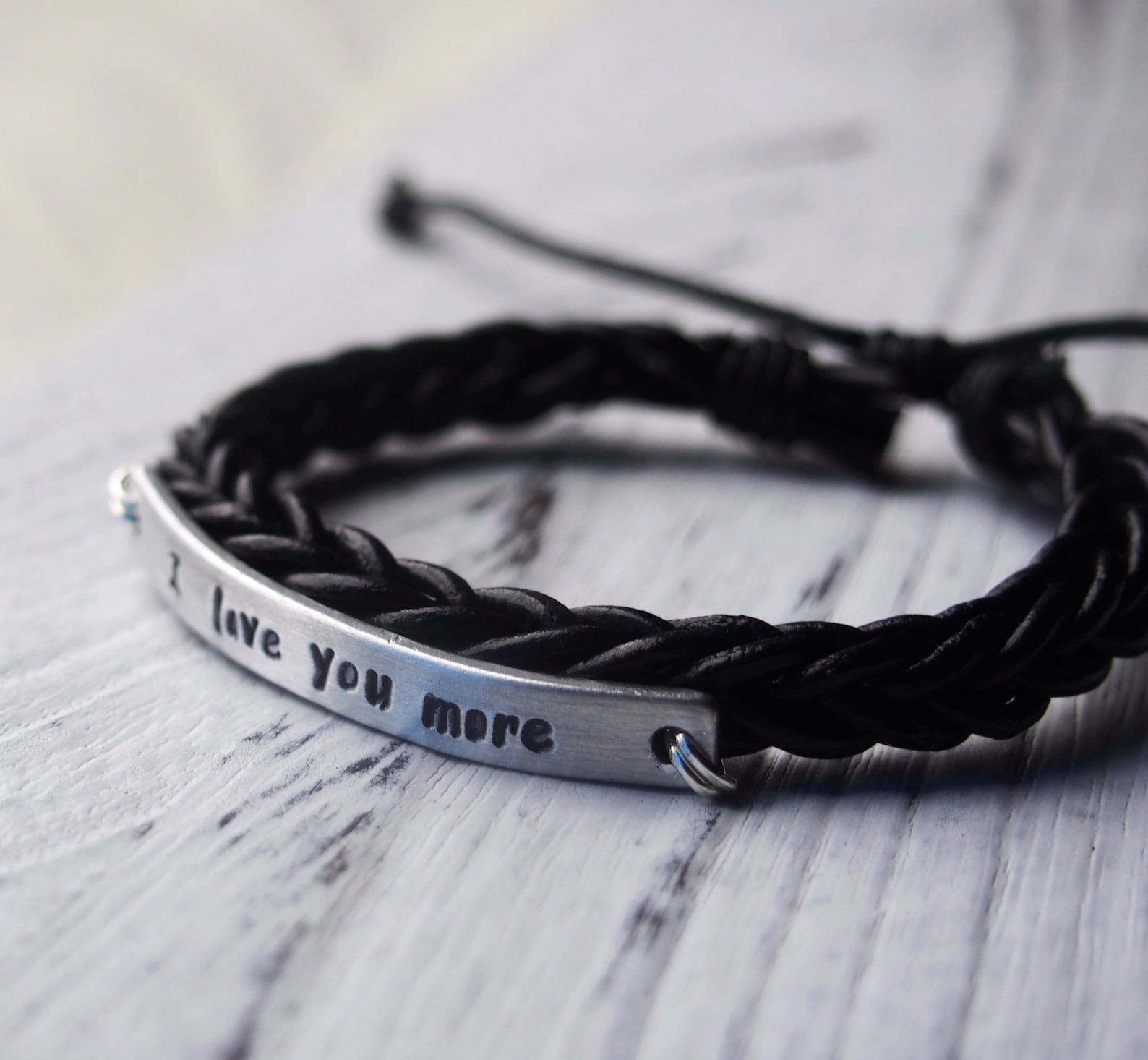 Customized Bracelet, Custom Braided Leather Bracelet, Personalized