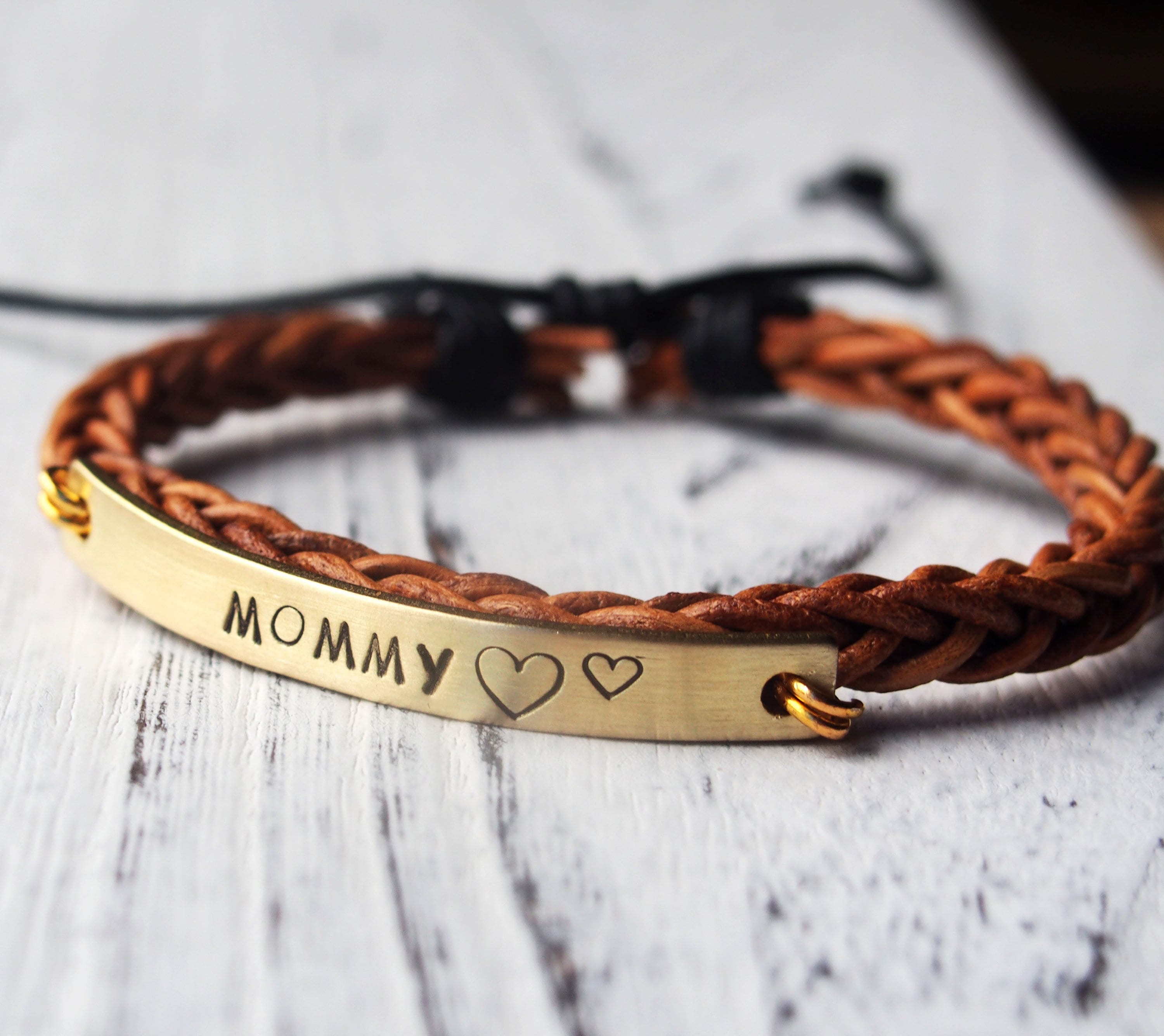 Personalized Bracelet for mom leather bracelet for mother Etsy