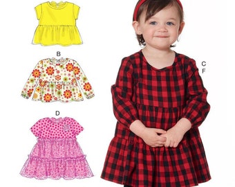 McCall's 7458 Toddler-Little Girl's Pullover Dress, Pullover Top & Leggings in Two lengths Sewing Pattern, Baby Girls Dress Top  Leggings