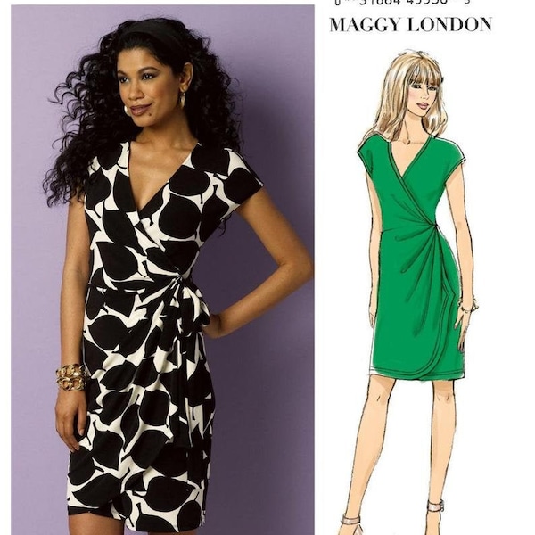 Butterick B6054 Sewing Pattern, Misses and Plus Size Easy to Sew Sleeveless Fitted Wrap Dress with Plunging "V" Neckline