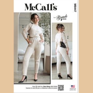 McCall&#39;s M8447 Sewing Pattern for Misses&#39; Knit Top and Pants, Long Sleeve Drop Shoulder Top and Pull-On Drawstring Pants, Oversized Sweats