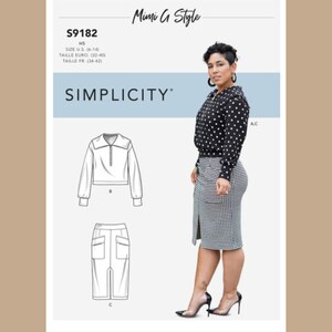 Simplicity S9182 Sewing Pattern for Misses' Knit Top & Skirt By Mimi G Style, Long Sleeve Blouse and Pencil Skirt in Two Lengths