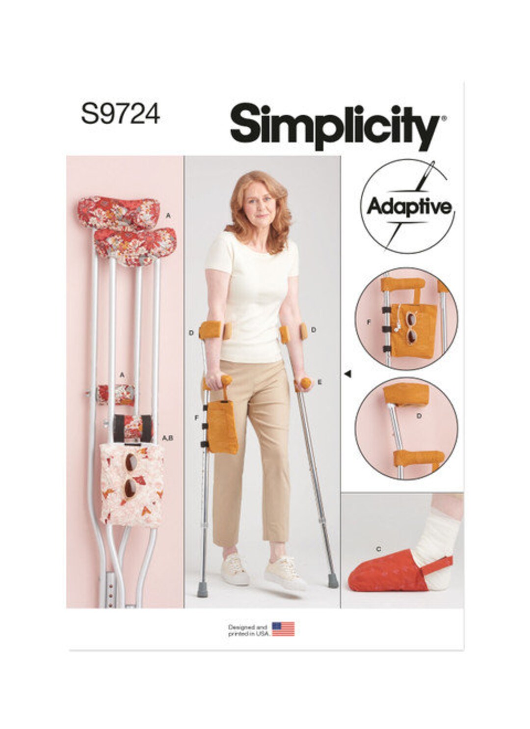 Simplicity S9724 Sewing Pattern for Crutch Pads, Essential Crutch Accessory Bag and Foot Toe