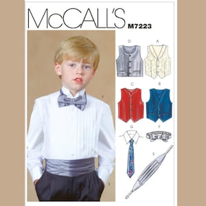 McCall's M7223 Sewing Pattern for Children's/Boys' Lined Vests, Cummerbund, Bow Tie and Necktie, Wedding & Special Occasion Attire for Boys