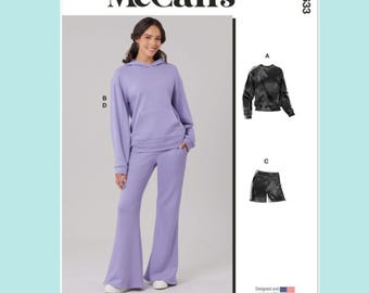McCall’s M8633 Misses' Sweatshirt, Hoodie, Shorts and Pants Sewing Pattern
