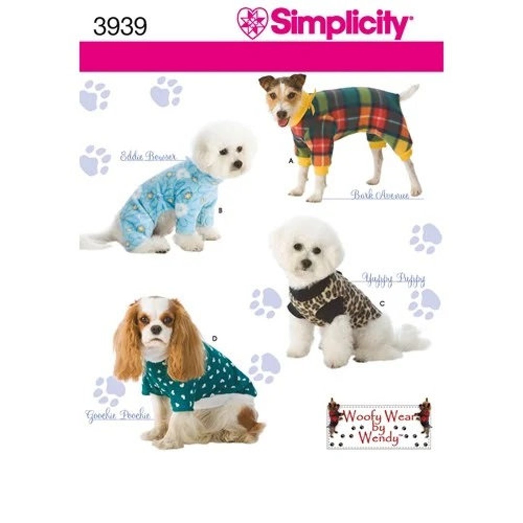 Simplicity S3939 Sewing Pattern, Dog Sweater Jacket in Three Sizes, Dog