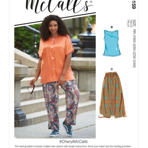 McCall's M8159 Sewing Pattern for Women's Easy Sew Shirt  Top Skirt  and Pants,  Stylish DIY Mix and Match Fashion