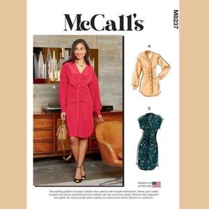 McCall's M8237 Sewing Pattern for Misses Easy Sew V-Neck Shirt-Dress and Top/Tunic
