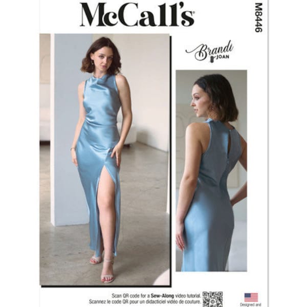 McCall's M8446 Sewing Pattern for Misses Special Occasion Dress,  Formal Length Dress with Cowl Neckline and High Slit for Prom or Wedding