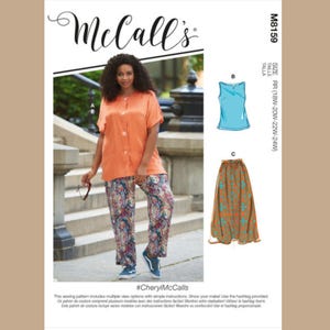 McCall's M8159 Sewing Pattern for Women's Easy to Sew Loose Fitting Shirt, Fitted Sleeveless Top, Pull-On Elastic Waist Skirt  and Pants