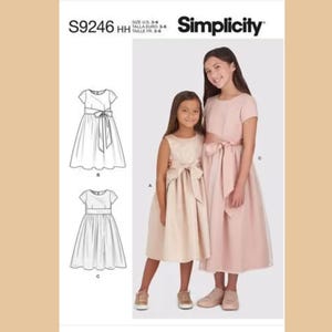 Simplicity 9246 Sewing Pattern for Childs Easy to Sew Special Occasion Dress, Girls  Dress with Dirndl Skirt