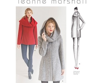 Women's Easy to Sew Lined Coat or Jacket, Simplicity S1254 Sewing Pattern, Shawl-Hooded Coat Collar by Leanne Marshall Designs