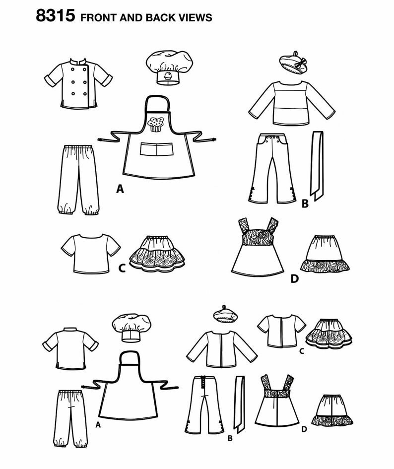 18 Inch Doll Sewing Pattern Chef Coat Hat and Cupcake Apron Etsy
