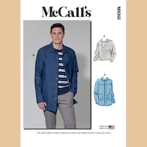 McCall's M8352 Men's Jacket Sewing Pattern – Easy to Sew Button-Front Outerwear with Patch Pockets & Cuff Detail – DIY Fall/Winter Coat
