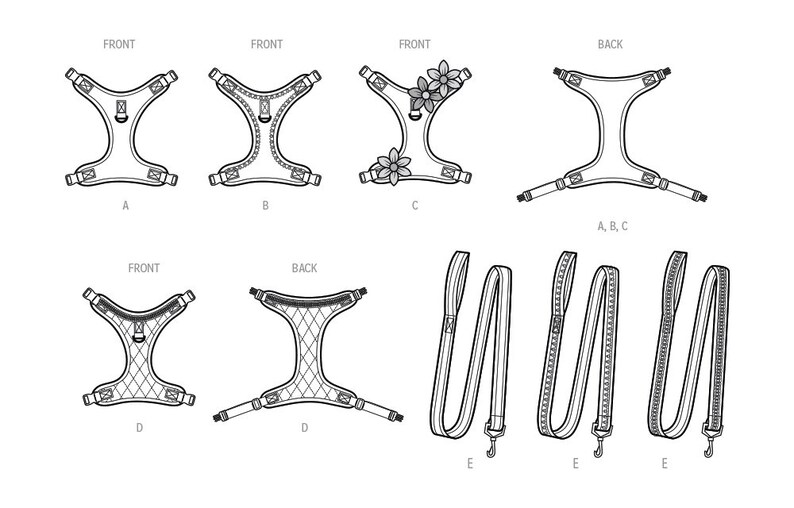 Simplicity S9664 Sewing Pattern for Pet Harness and Leash With Trim