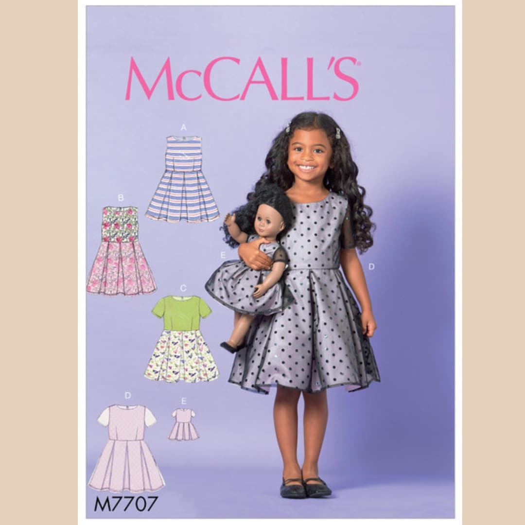 Mccall's M7707 Sewing Pattern for Childs Dresses and Matching Dress for ...