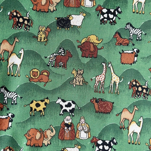 Noah's Ark Character Print Fabric for Kids, 100% Cotton Fabric with Animals and Noah, Quilting, Home Décor and more, Fabri-Quilt Inc.