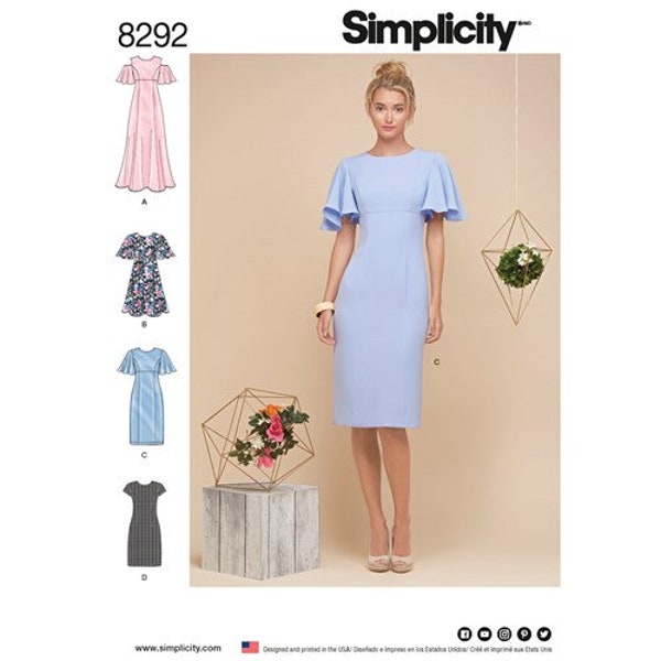 Simplicity 8292 Sewing Pattern, Misses, Petite or Plus Size Special Occasion Dress, Bridal, Prom Evening Gown, New Years Eve Dress