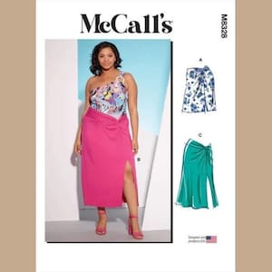 McCall&#39;s M8328 Sewing Pattern for Women&#39;s Knit Twist Knot Skirt, Beach Coverup Skirt with Front Slit in Three Lengths