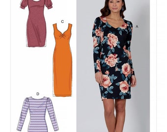 McCall's M7967 Sewing Pattern, Misses and Plus Size Easy to Sew Knit Pullover Dress , Close Fitting Pullover  Knit Dress