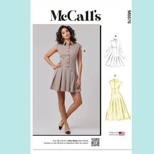 McCall’s M8576 Dress Sewing Pattern – Misses’ Drop Waist Dress with Sleeve & Length Variations