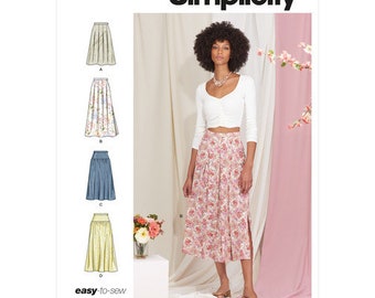 Simplicity S9472 Sewing Pattern, Misses' and Women's Plus Size Easy to Sew Skirts, Pleated or Gathered Skirts with Length  Variations