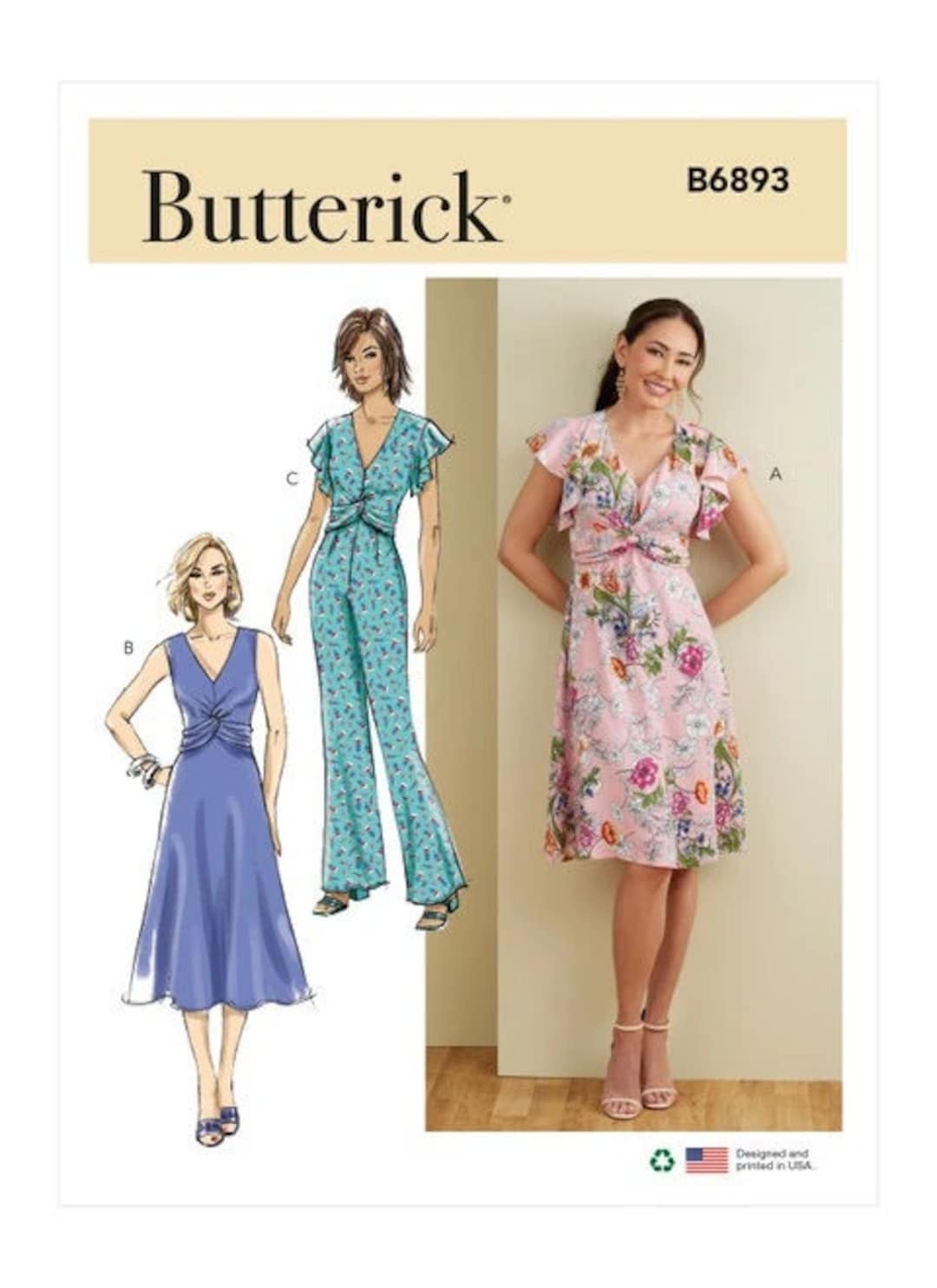 Butterick 6893 Sewing Pattern, Misses' and Women's Dress and Jumpsuit