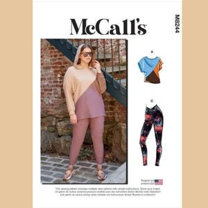 McCall's M8244 Sewing Pattern for Misses' and Women's Easy to Sew Knit T-Shirt, Hoodie and Leggings, Casual Stretch Activewear