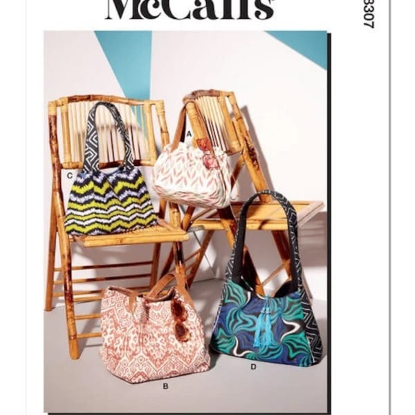 McCall's M8307 Sewing Pattern, Easy to Sew Casual Lined Bags and Totes, Women's Purses and Handbags, DIY Fabric Shoulder and Hobo Bags