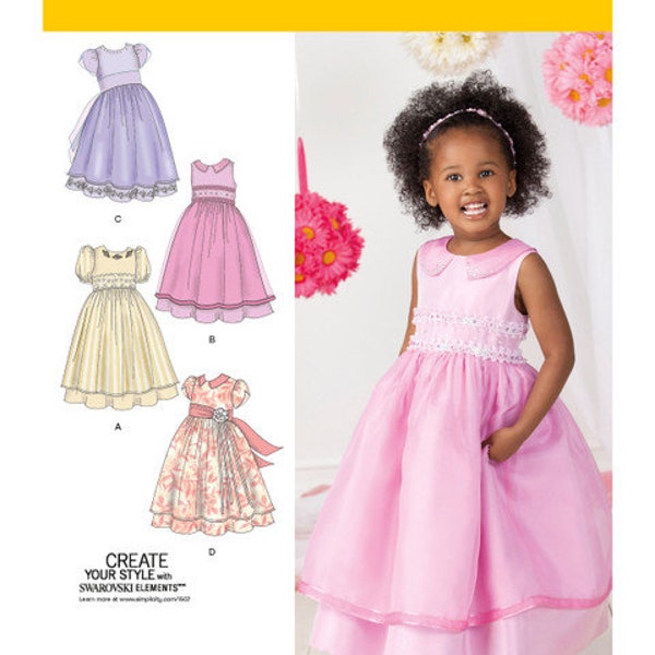 Sewing Pattern for Childrens/Girls Dresses, Simplicity S1507 Pattern, Toddlers' & Child's Party and Special Occasion Dresses