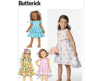 Girl's Easy to Sew Sleeveless Dress Sewing Pattern, Child's Tiered or High-low Dress, Special Occasion, Flower Girl Dress Butterick 6013