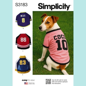 Simplicity S3183 Sports Team-Inspired Easy to Sew Dog Apparel Sewing Pattern