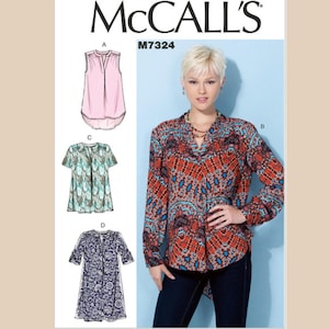 McCall&#39;s 7324 Sewing Pattern for Misses&#39; Easy to Sew Loose Fitting Pullover Tops, Tunics with Sleeve, Hem and Length Variations