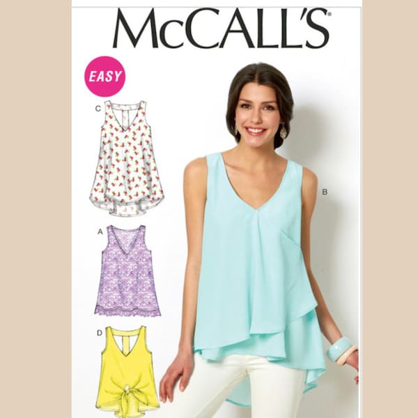 McCall's M6960 Sewing Pattern for Misses Easy to Sew Sleeveless Pullover V-Neck Top, Tunic with Fitted Bodice and Loose Fitting at the Hem