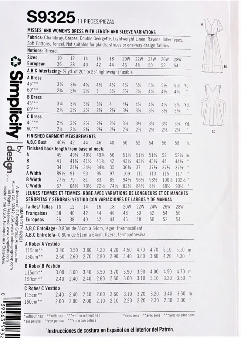Simplicity Pattern 9325 Simplicity S9325 Misses Easy to Sew Pull-on Dresses Sewing Pattern ...