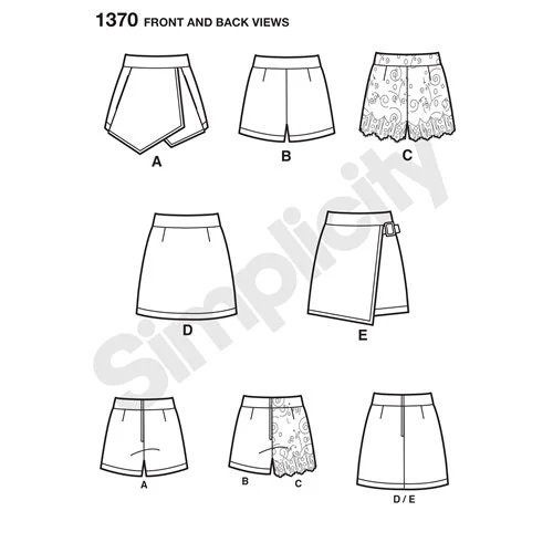 Simplicity 1370 Misses and Plus Size Shorts Skort and Skirt Etsy