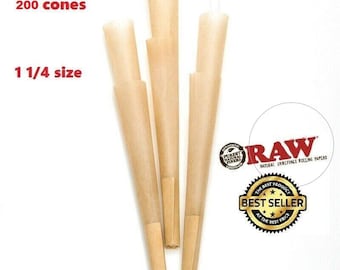 RAW Cone Classic Natural Pre Rolled  Paper 11/4 Size  100  200  Repackaged