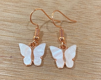 Rose gold plated butterfly earrings - various colours
