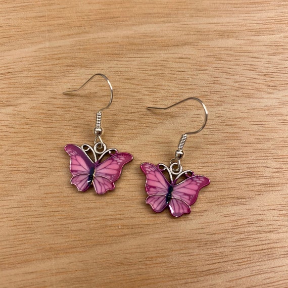 Purple Butterfly Drop Earrings | Abbott Atelier | Artisan Jewelry