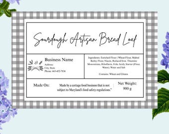 DIGITAL TEMPLATE Sourdough Cottage Bread Label