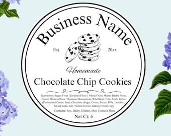 DIGITAL TEMPLATE Chocolate Chip Cookies Cottage Label